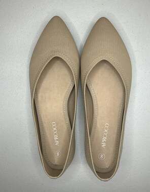 AprCoco Women's Knit Ballet Flats Size 8 Almond Beige Pointed Toe Slip On Shoes